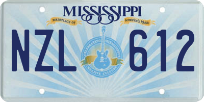 MS license plate NZL612