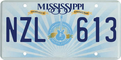 MS license plate NZL613