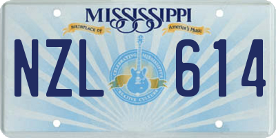 MS license plate NZL614