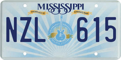 MS license plate NZL615