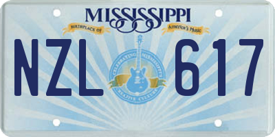 MS license plate NZL617
