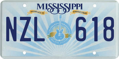 MS license plate NZL618