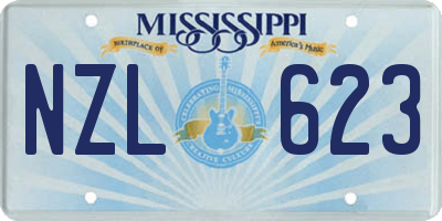 MS license plate NZL623