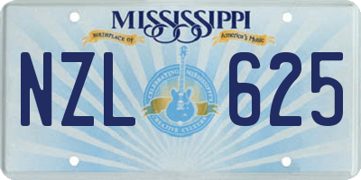 MS license plate NZL625