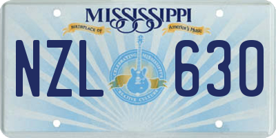 MS license plate NZL630