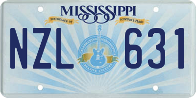 MS license plate NZL631