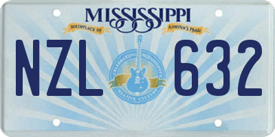 MS license plate NZL632