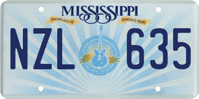 MS license plate NZL635