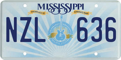 MS license plate NZL636