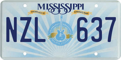 MS license plate NZL637