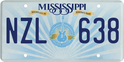 MS license plate NZL638