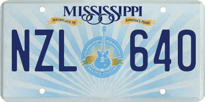 MS license plate NZL640