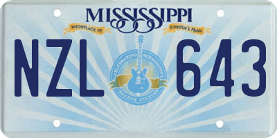 MS license plate NZL643