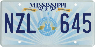 MS license plate NZL645