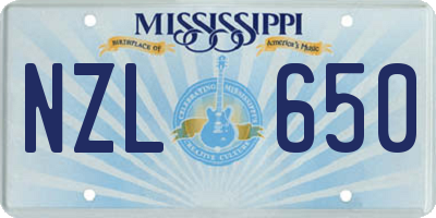 MS license plate NZL650