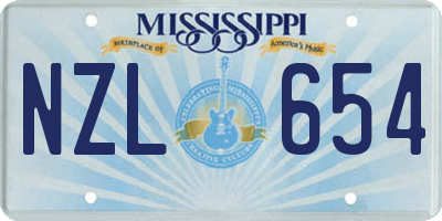 MS license plate NZL654
