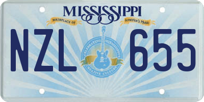 MS license plate NZL655