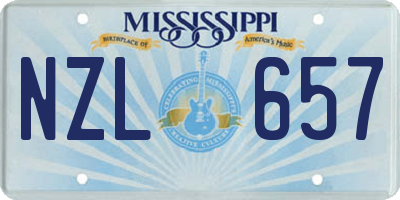MS license plate NZL657