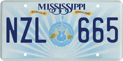 MS license plate NZL665
