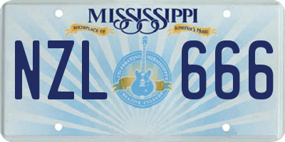 MS license plate NZL666