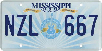 MS license plate NZL667