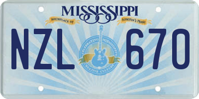 MS license plate NZL670