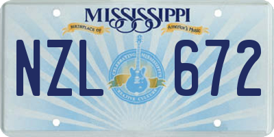 MS license plate NZL672