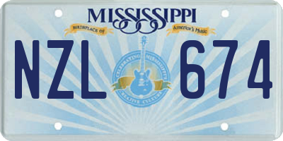 MS license plate NZL674