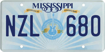 MS license plate NZL680