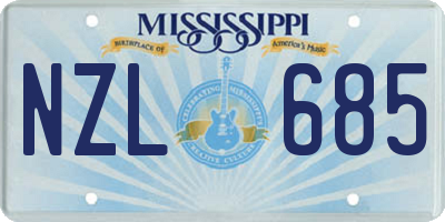 MS license plate NZL685