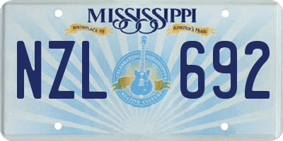 MS license plate NZL692