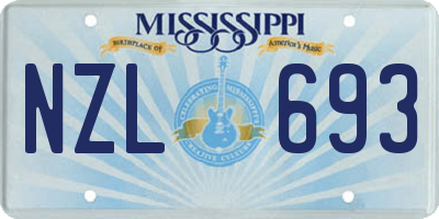 MS license plate NZL693