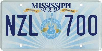 MS license plate NZL700