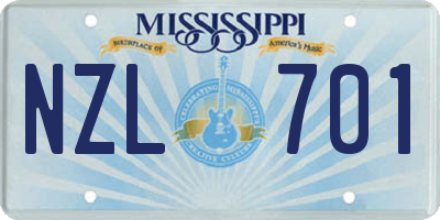 MS license plate NZL701