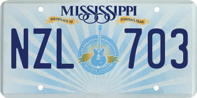 MS license plate NZL703