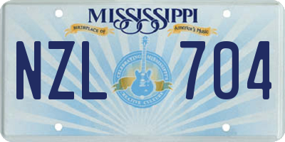 MS license plate NZL704