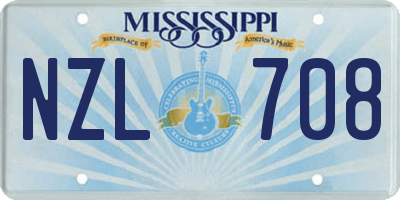 MS license plate NZL708