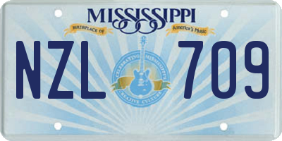 MS license plate NZL709