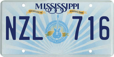 MS license plate NZL716