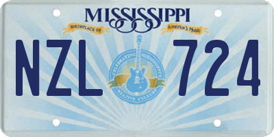 MS license plate NZL724