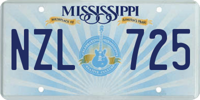 MS license plate NZL725