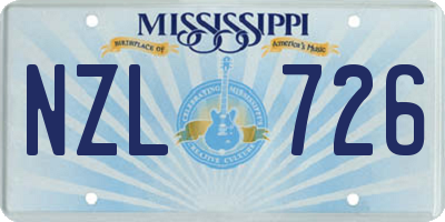 MS license plate NZL726