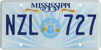 MS license plate NZL727