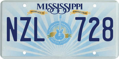 MS license plate NZL728