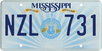 MS license plate NZL731