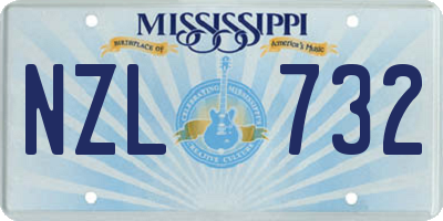 MS license plate NZL732