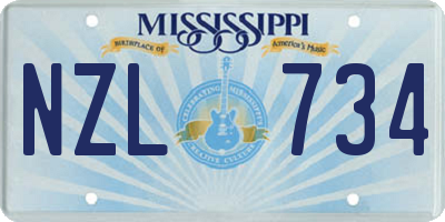 MS license plate NZL734
