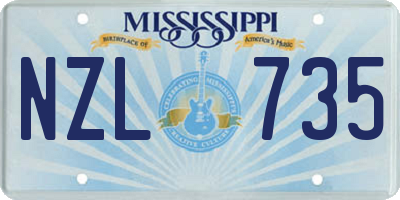 MS license plate NZL735