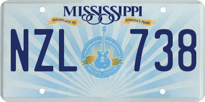 MS license plate NZL738