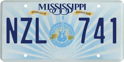 MS license plate NZL741
